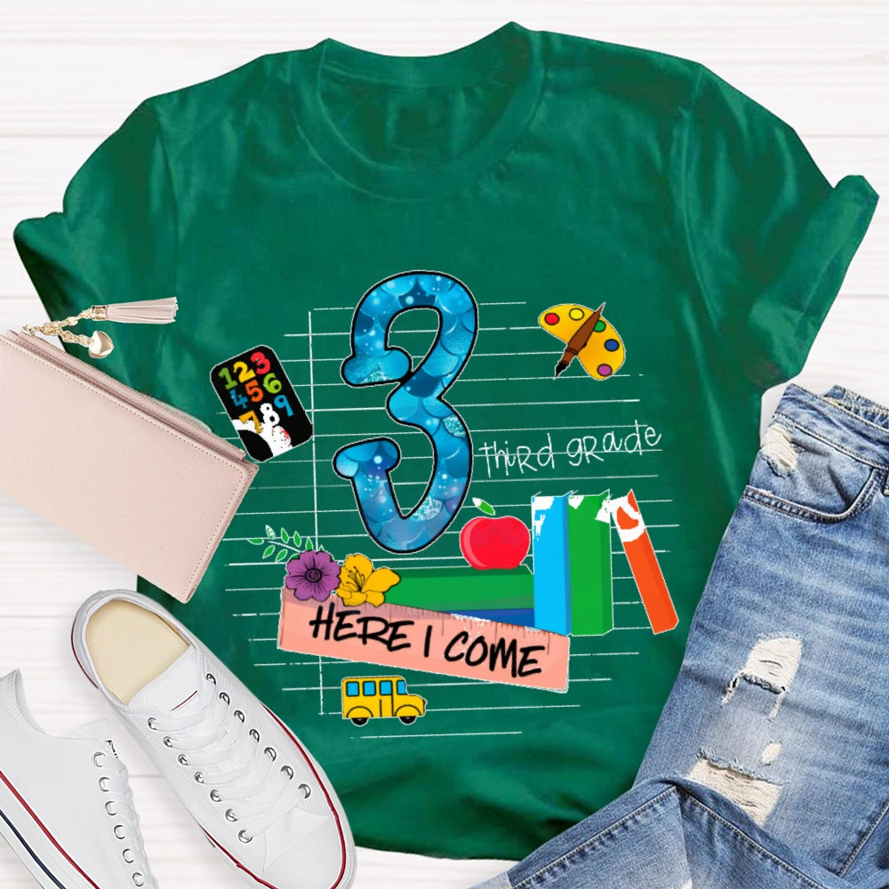 Personalized Grade Here I Come Back To School T-shirt