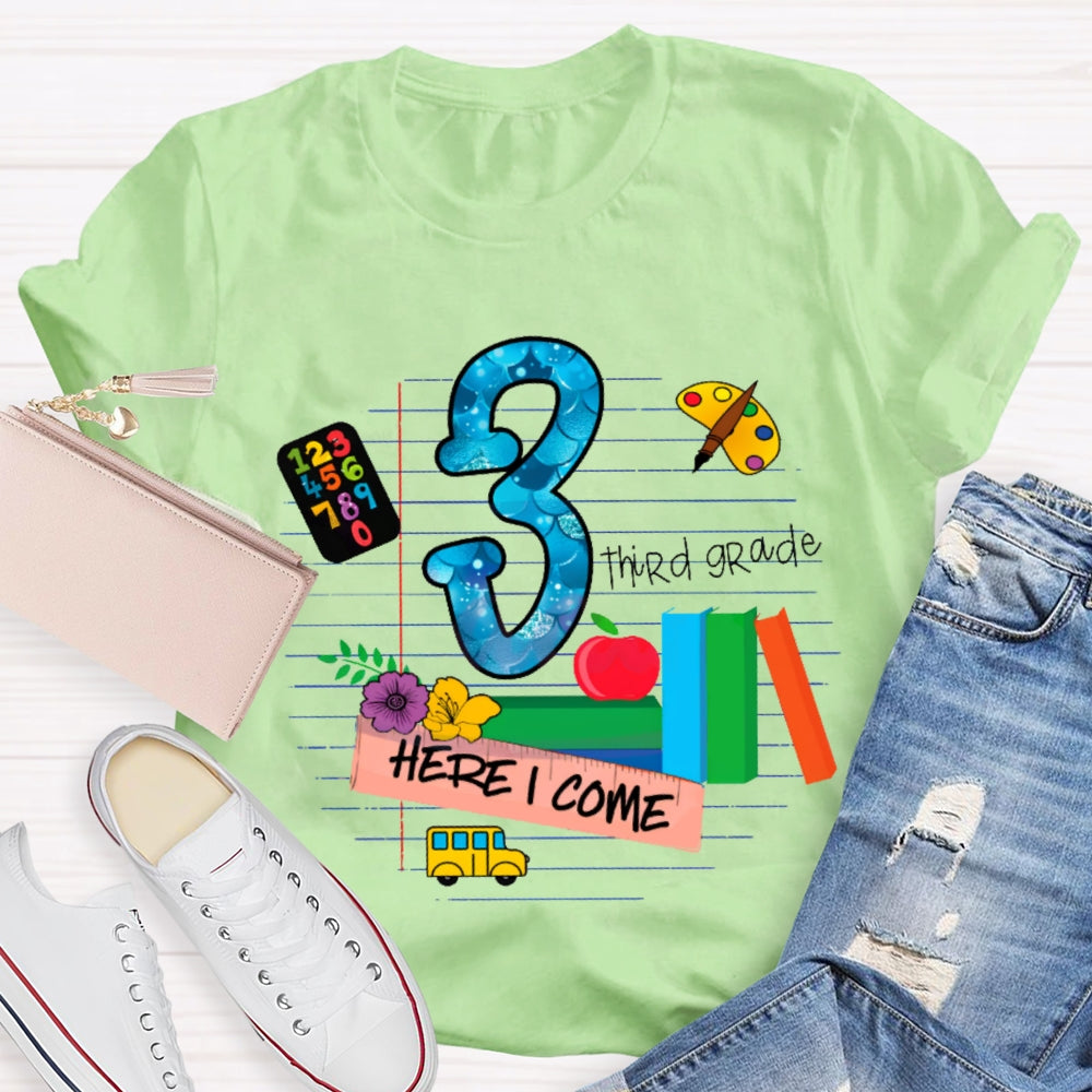 Personalized Grade Here I Come Back To School T-shirt