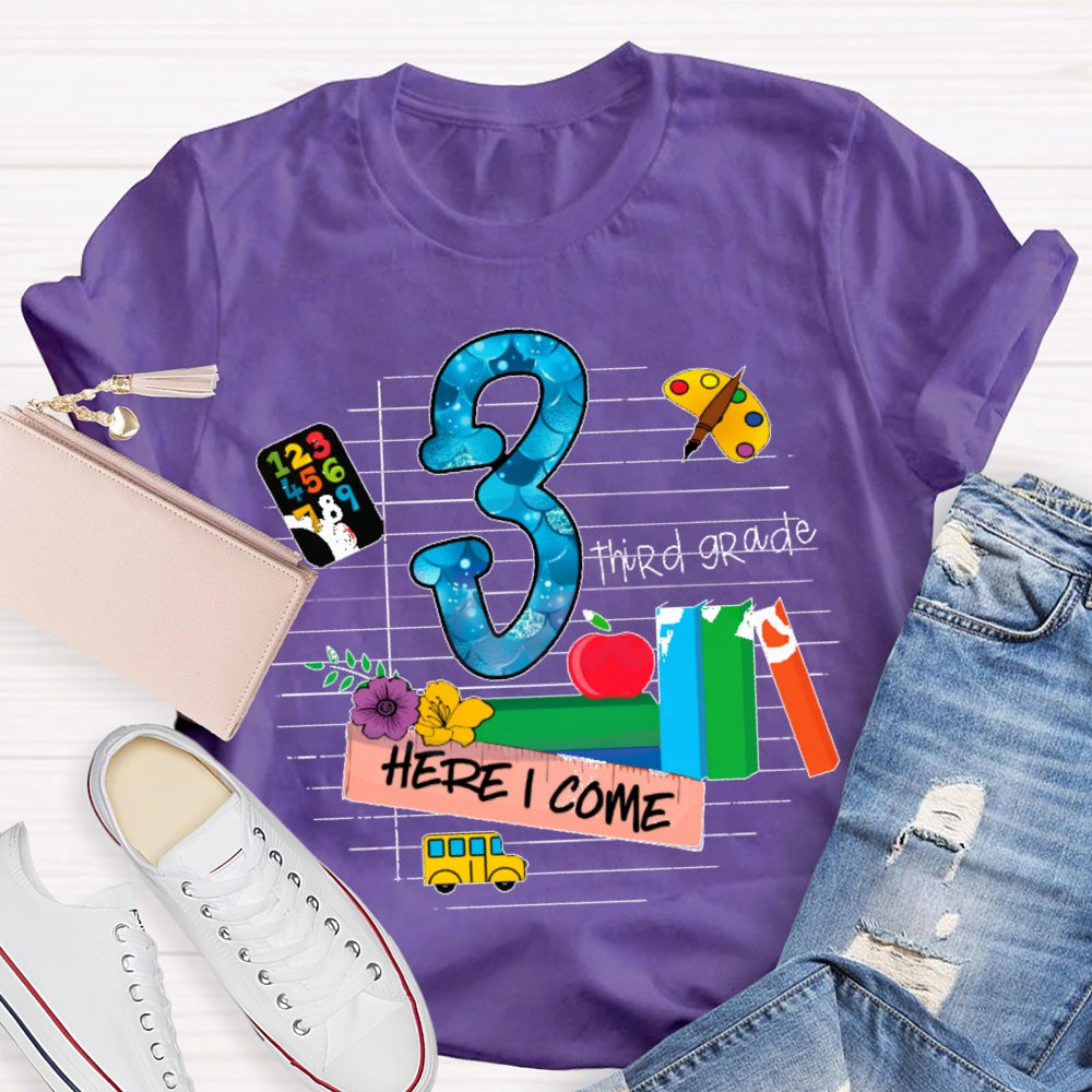 Personalized Grade Here I Come Back To School T-shirt