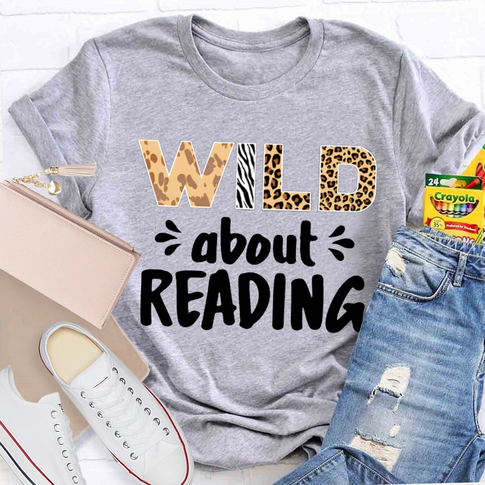 Wild About Reading Leopard Tie-Dye Letters T-shirt