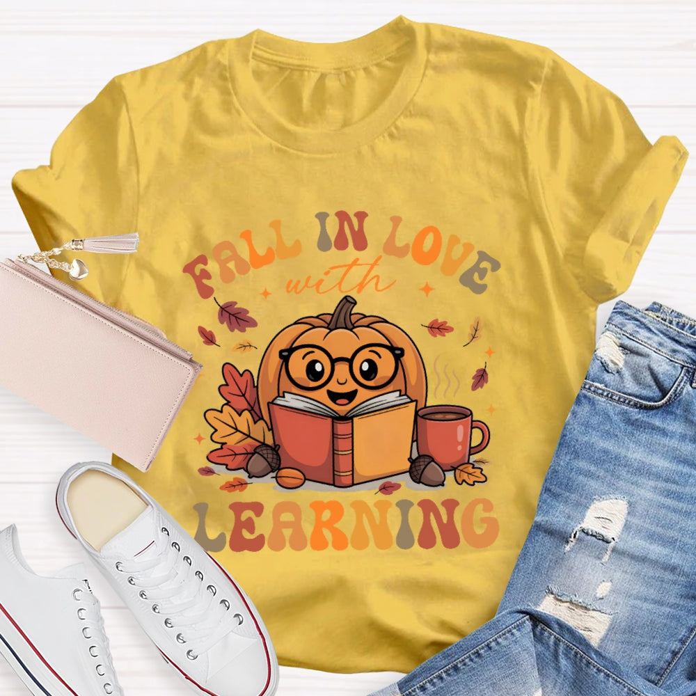 Fall In Love With Learning Teacher Pumpkin T-shirt