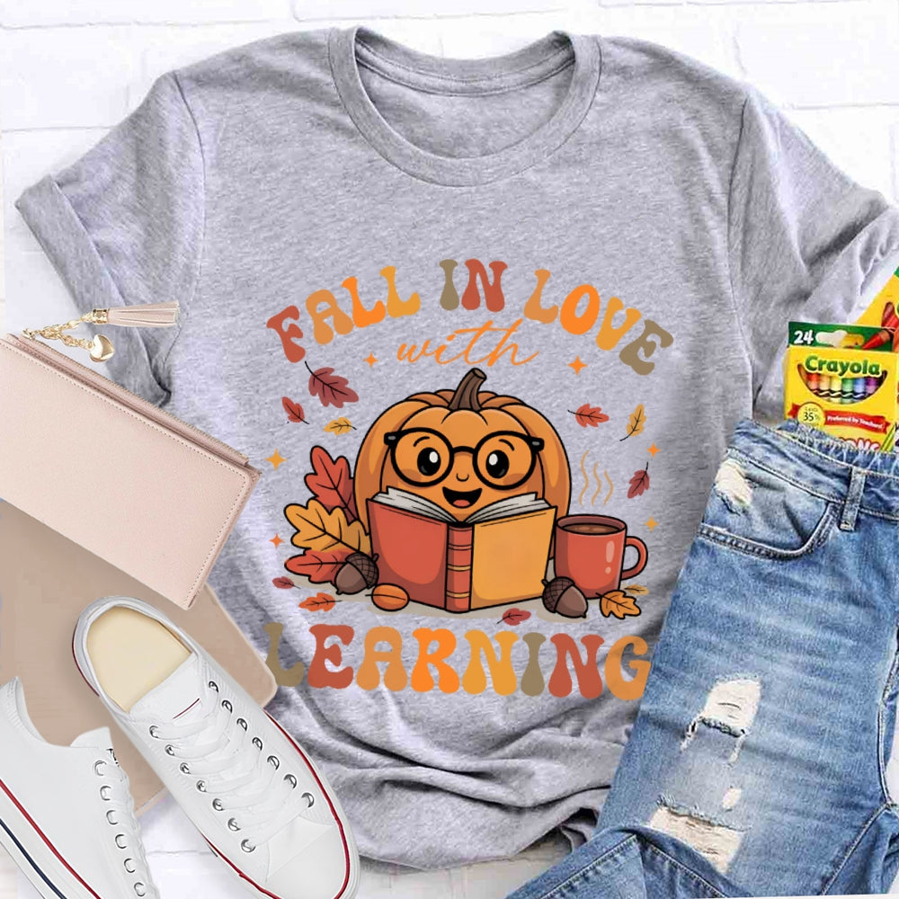 Fall In Love With Learning Teacher Pumpkin T-shirt