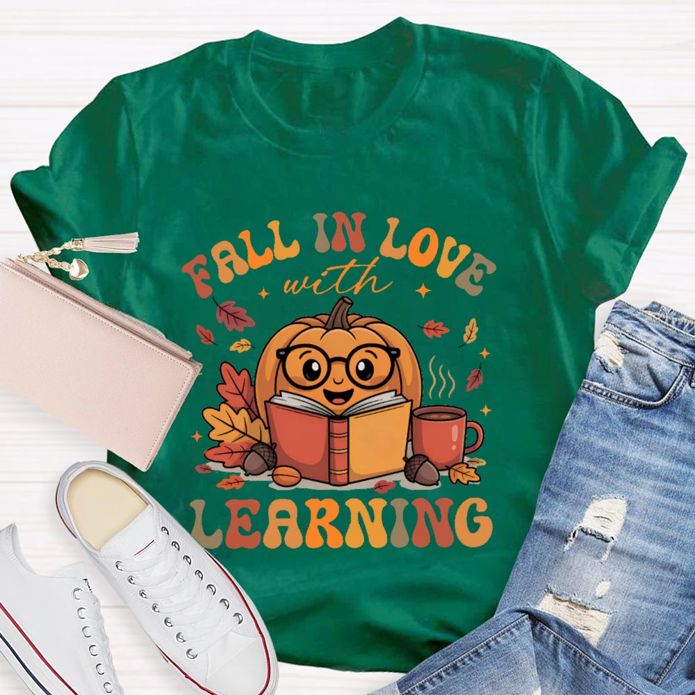 Fall In Love With Learning Teacher Pumpkin T-shirt