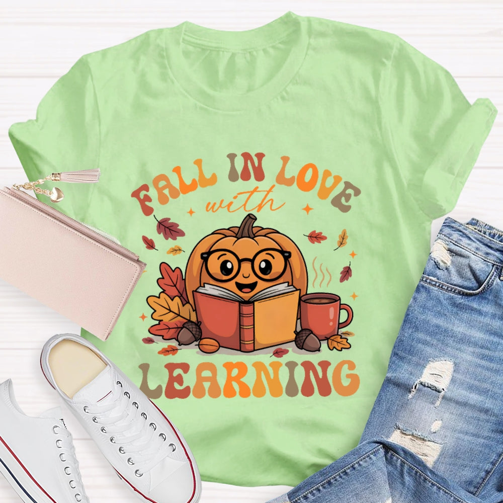 Fall In Love With Learning Teacher Pumpkin T-shirt