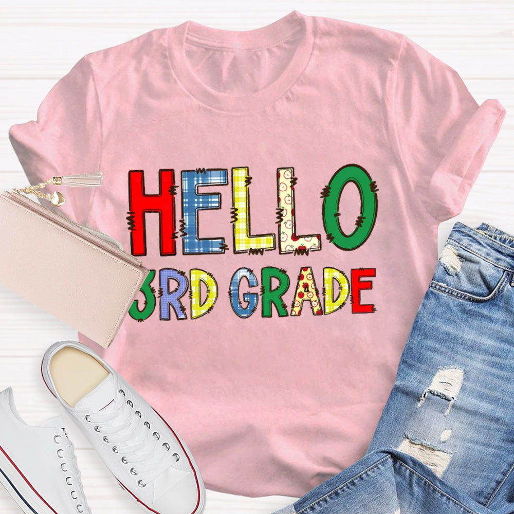 Personalized Grade Hello Funny Letters T-shirt