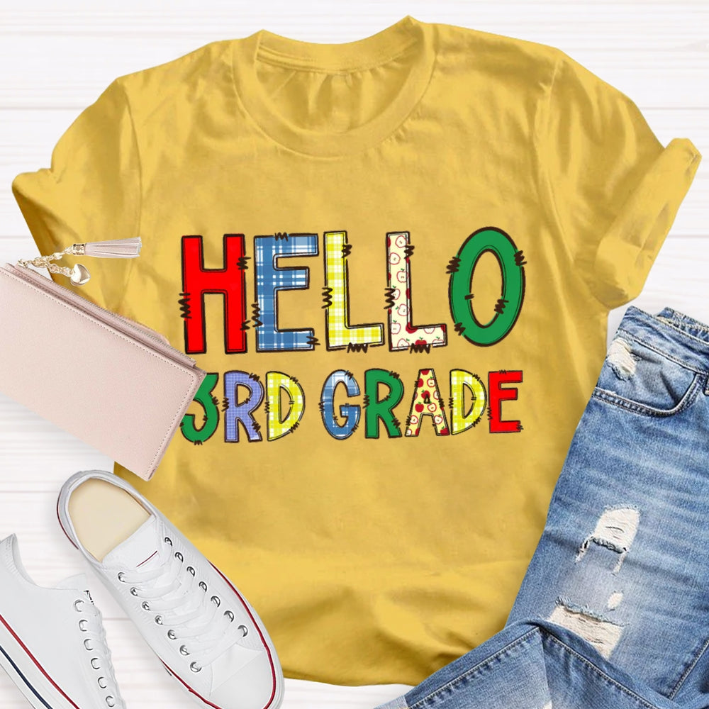 Personalized Grade Hello Funny Letters T-shirt