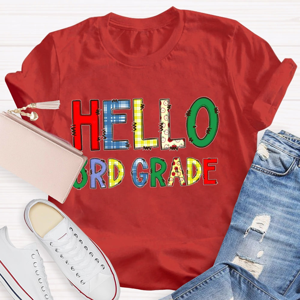 Personalized Grade Hello Funny Letters T-shirt