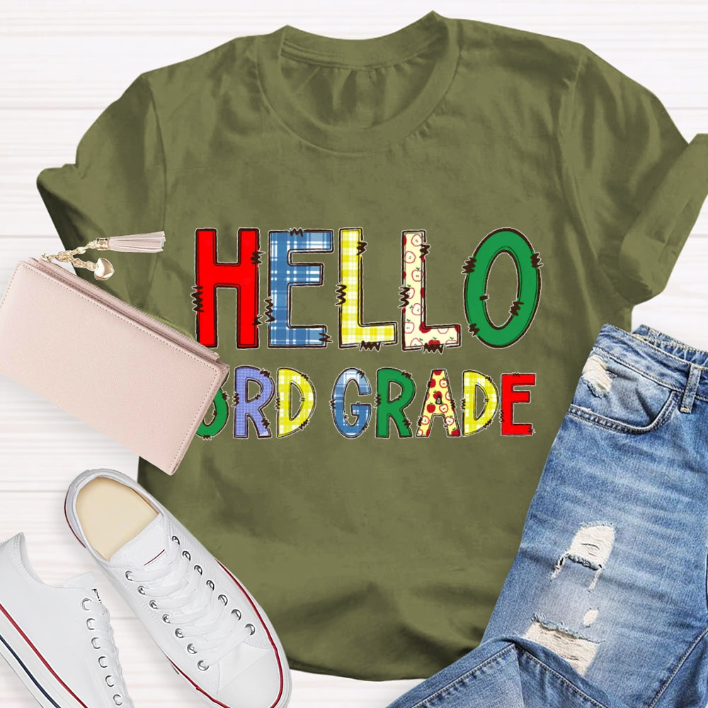 Personalized Grade Hello Funny Letters T-shirt