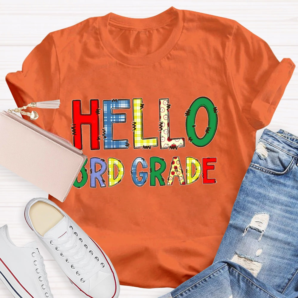 Personalized Grade Hello Funny Letters T-shirt