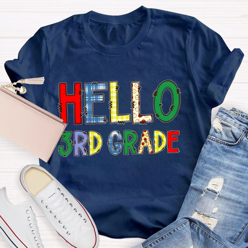 Personalized Grade Hello Funny Letters T-shirt