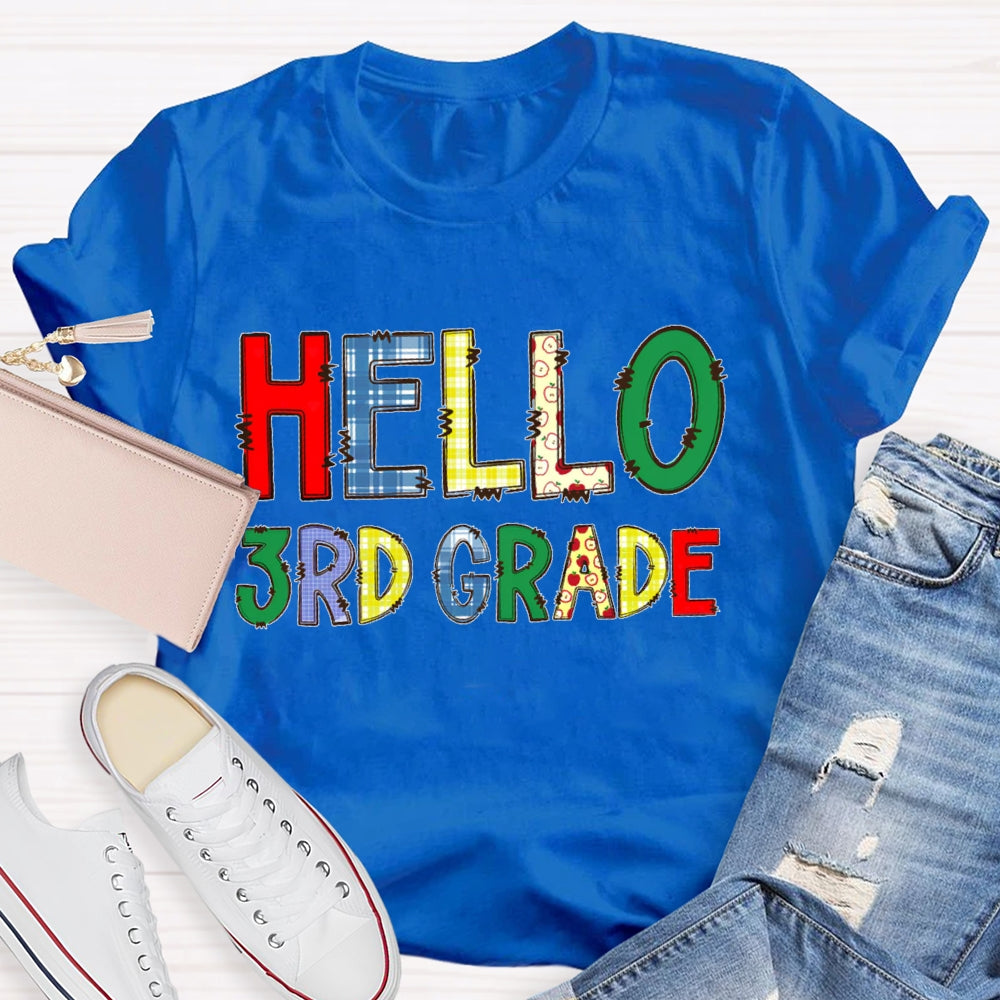 Personalized Grade Hello Funny Letters T-shirt