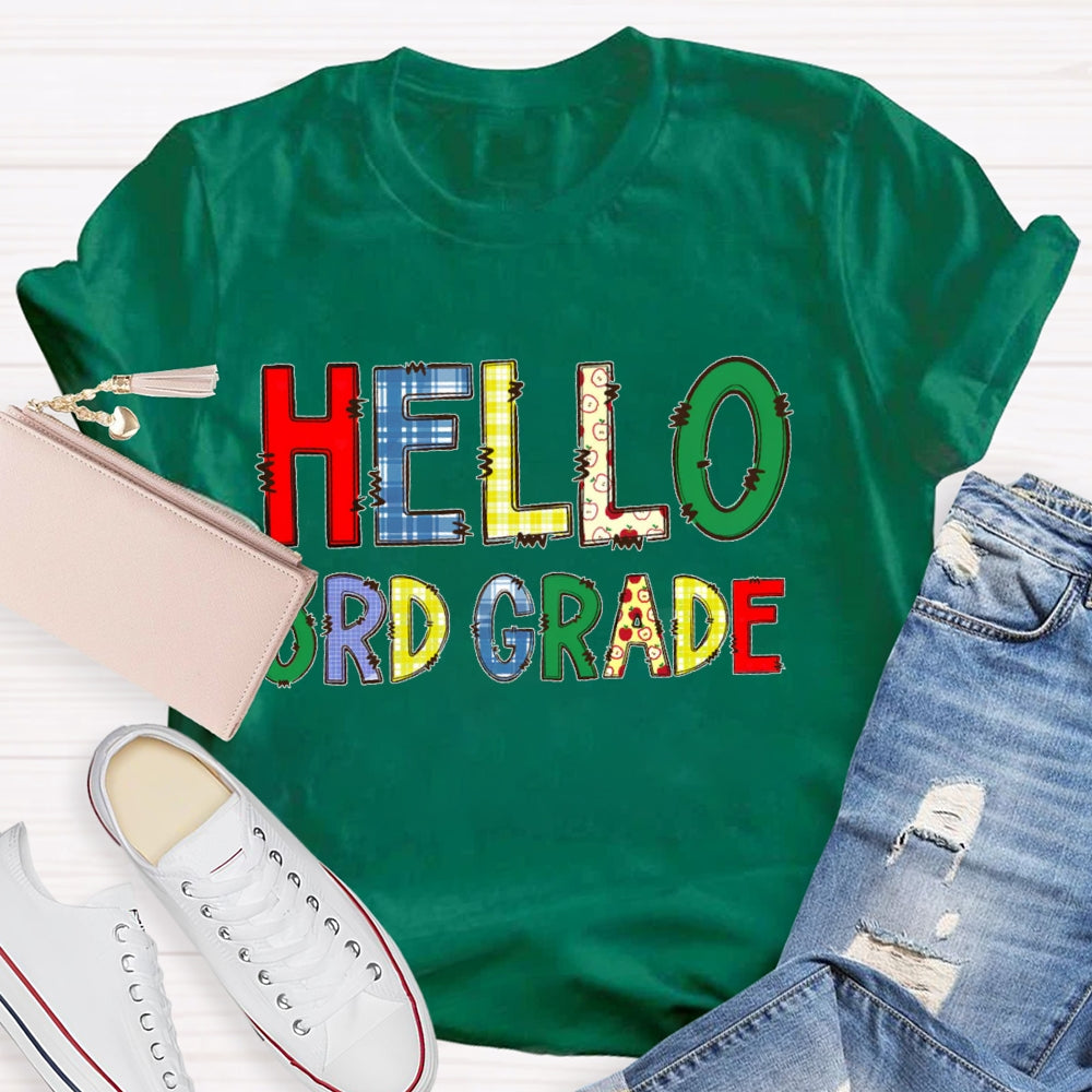 Personalized Grade Hello Funny Letters T-shirt