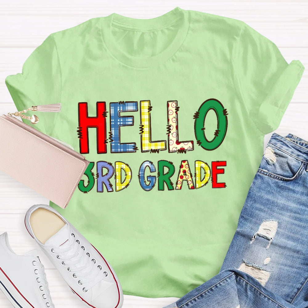 Personalized Grade Hello Funny Letters T-shirt