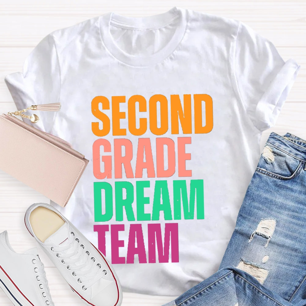 Personalized Grade Dream Team Contrasting Letter Design T-Shirt