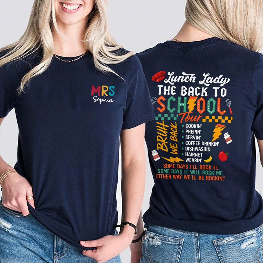 Personalized Name Lunch Lady The Back To School Tour Double Printed T-Shirt