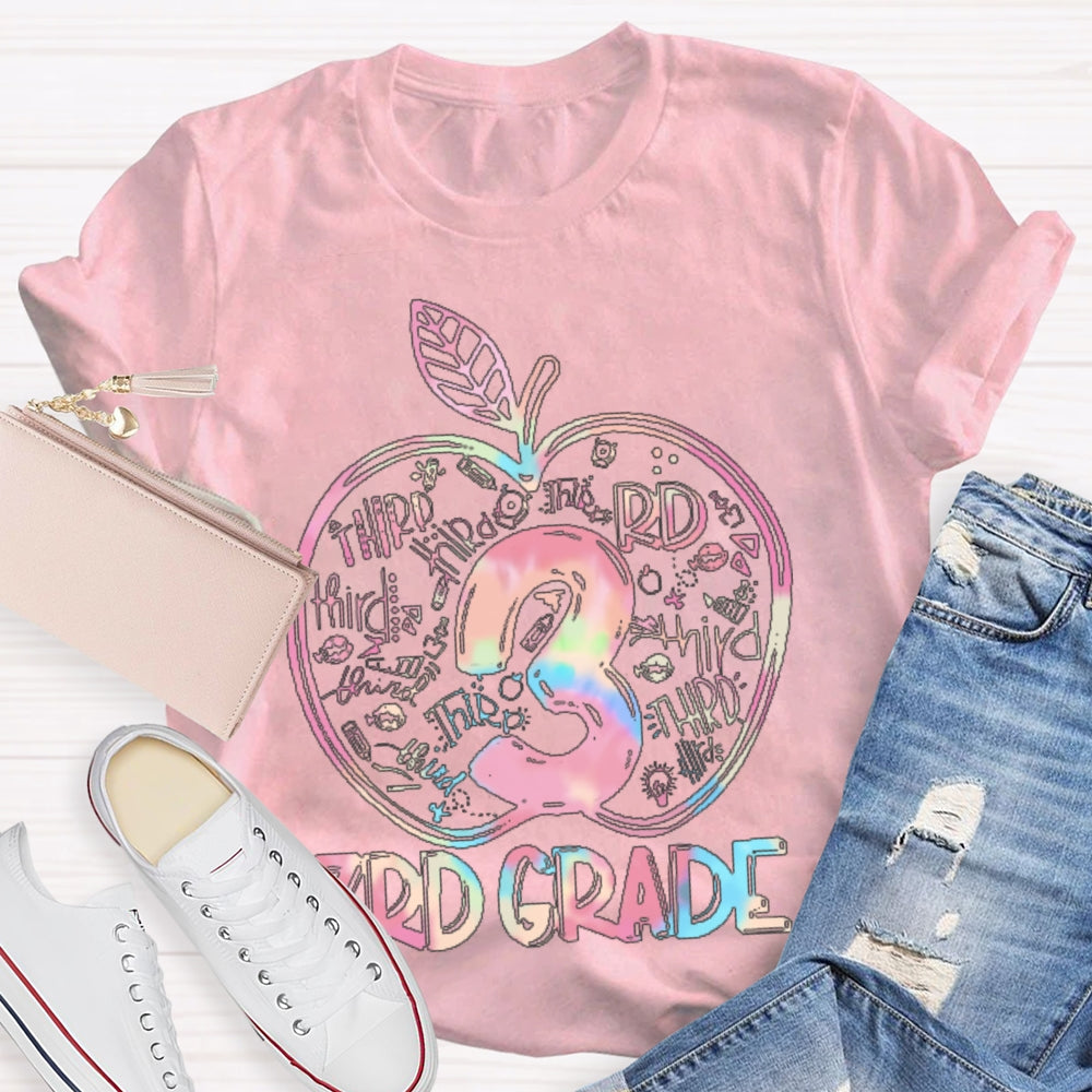 Personalized Grade 3rd Grade Colored Apples Funny T-shirt