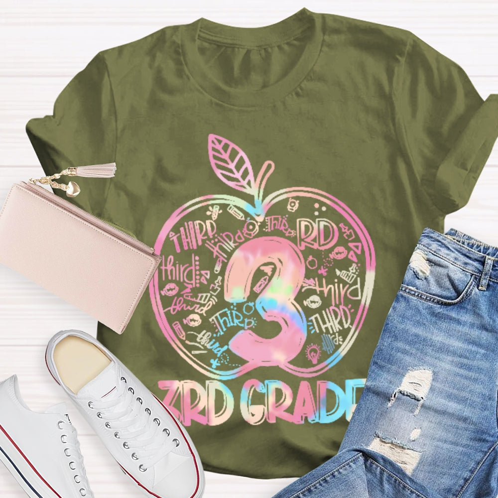 Personalized Grade 3rd Grade Colored Apples Funny T-shirt