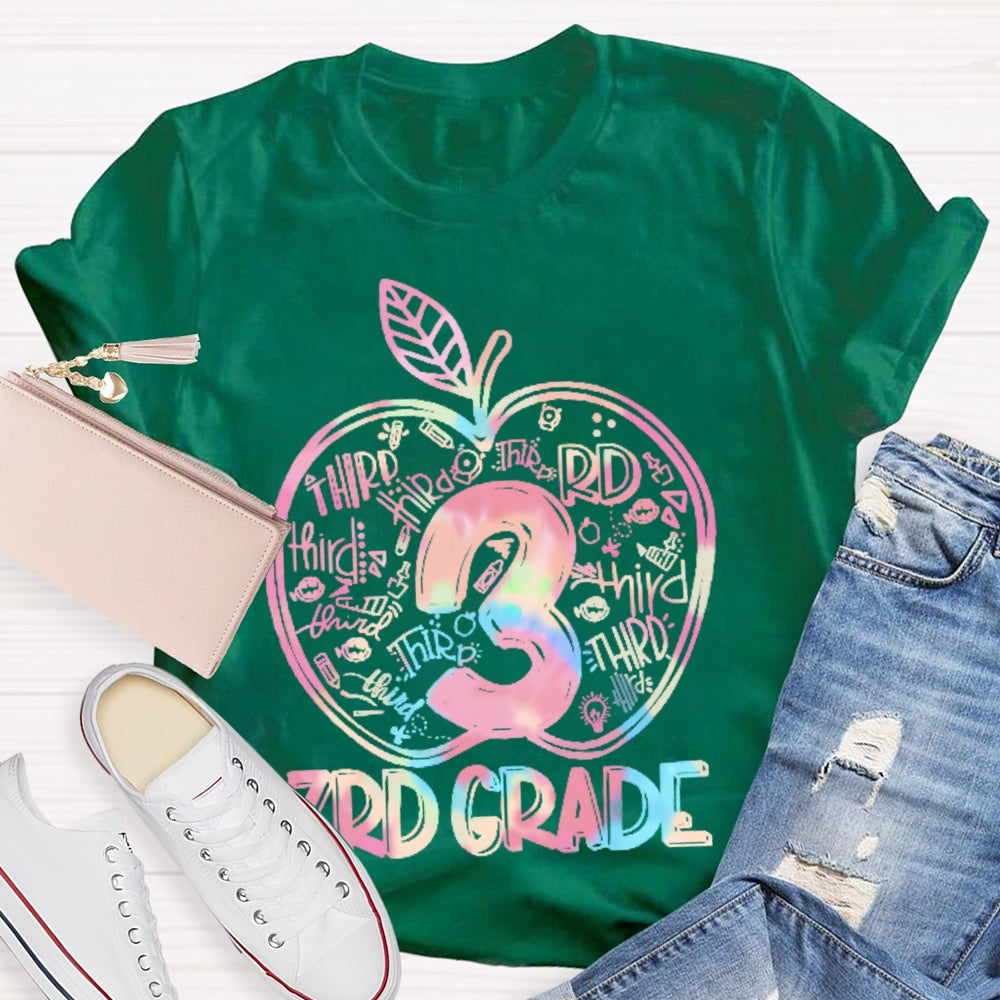 Personalized Grade 3rd Grade Colored Apples Funny T-shirt
