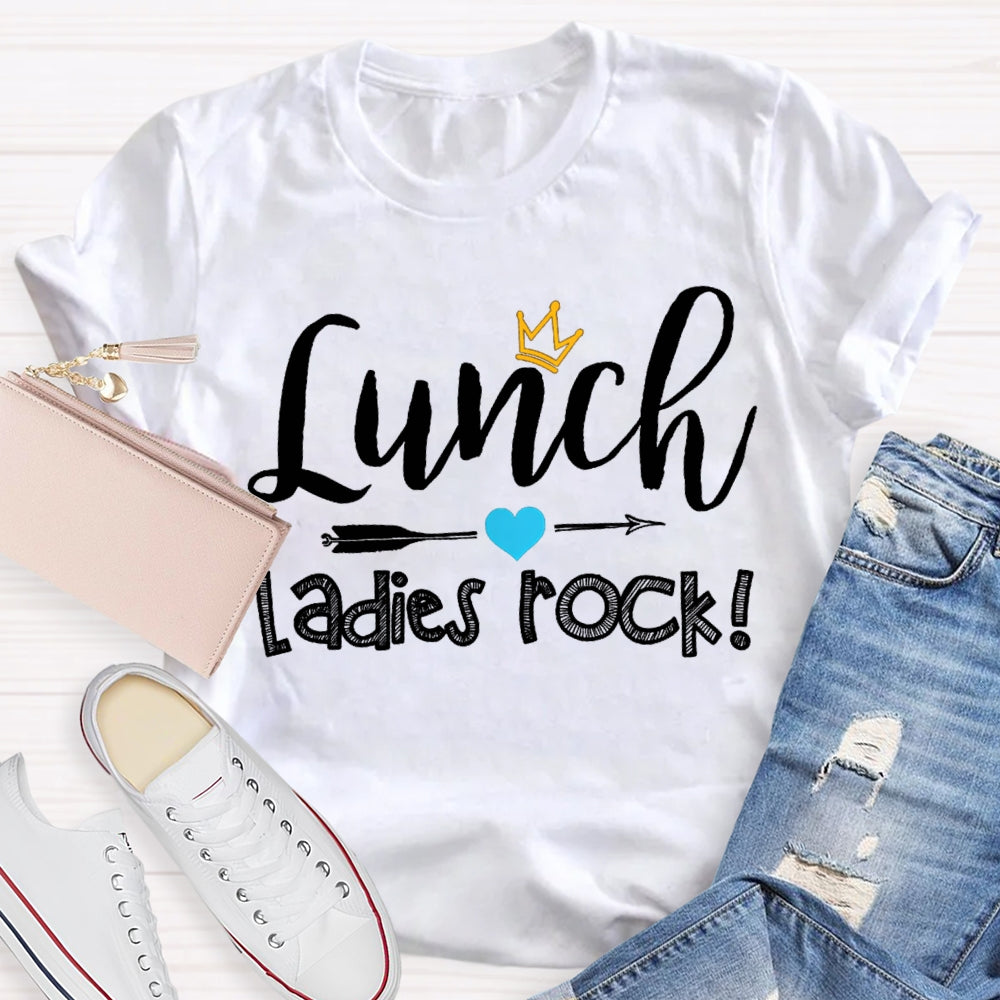 Lunch Ladies Rock Shooting Hearts And Crown T-shirt