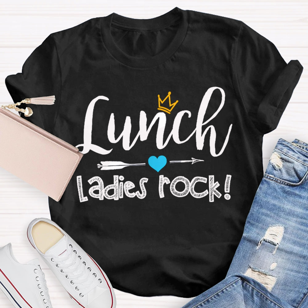 Lunch Ladies Rock Shooting Hearts And Crown T-shirt