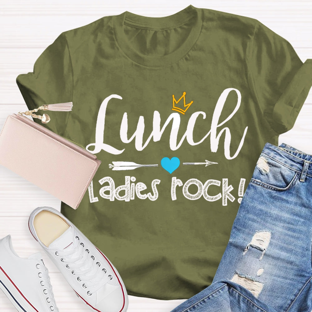 Lunch Ladies Rock Shooting Hearts And Crown T-shirt