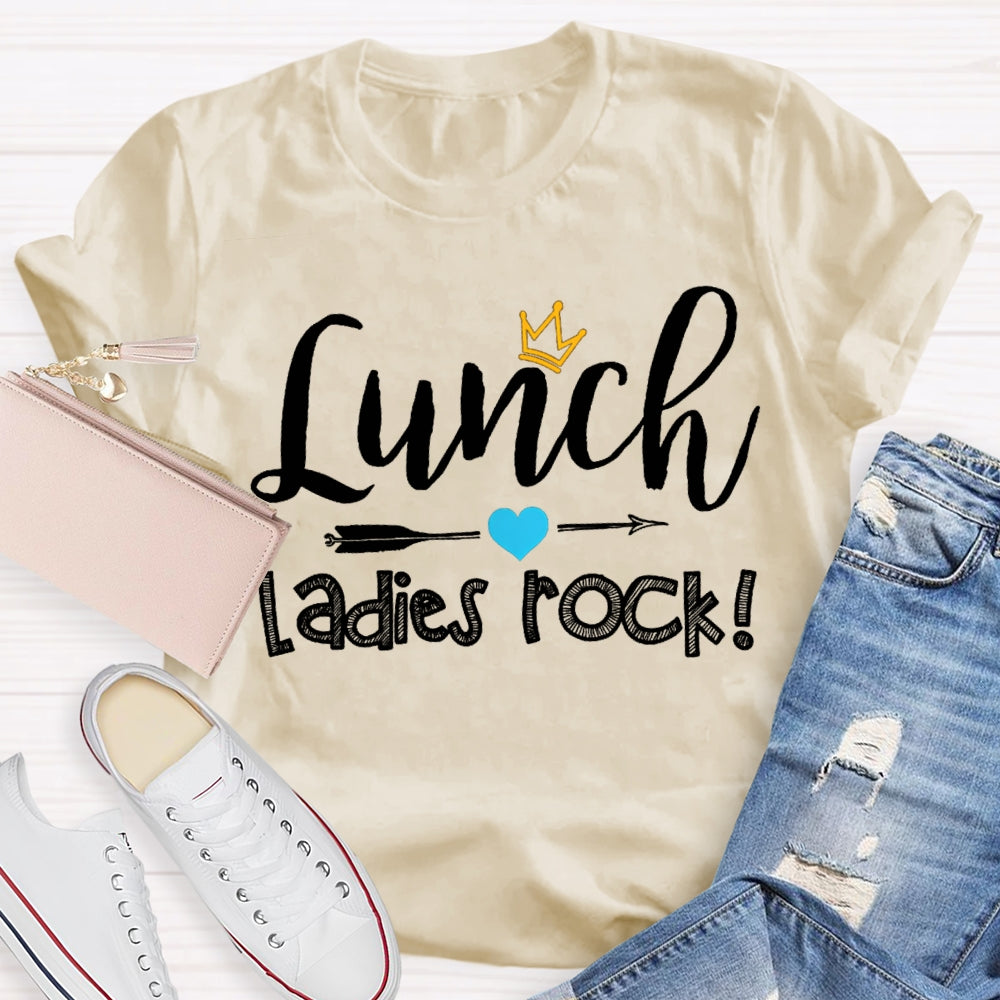 Lunch Ladies Rock Shooting Hearts And Crown T-shirt