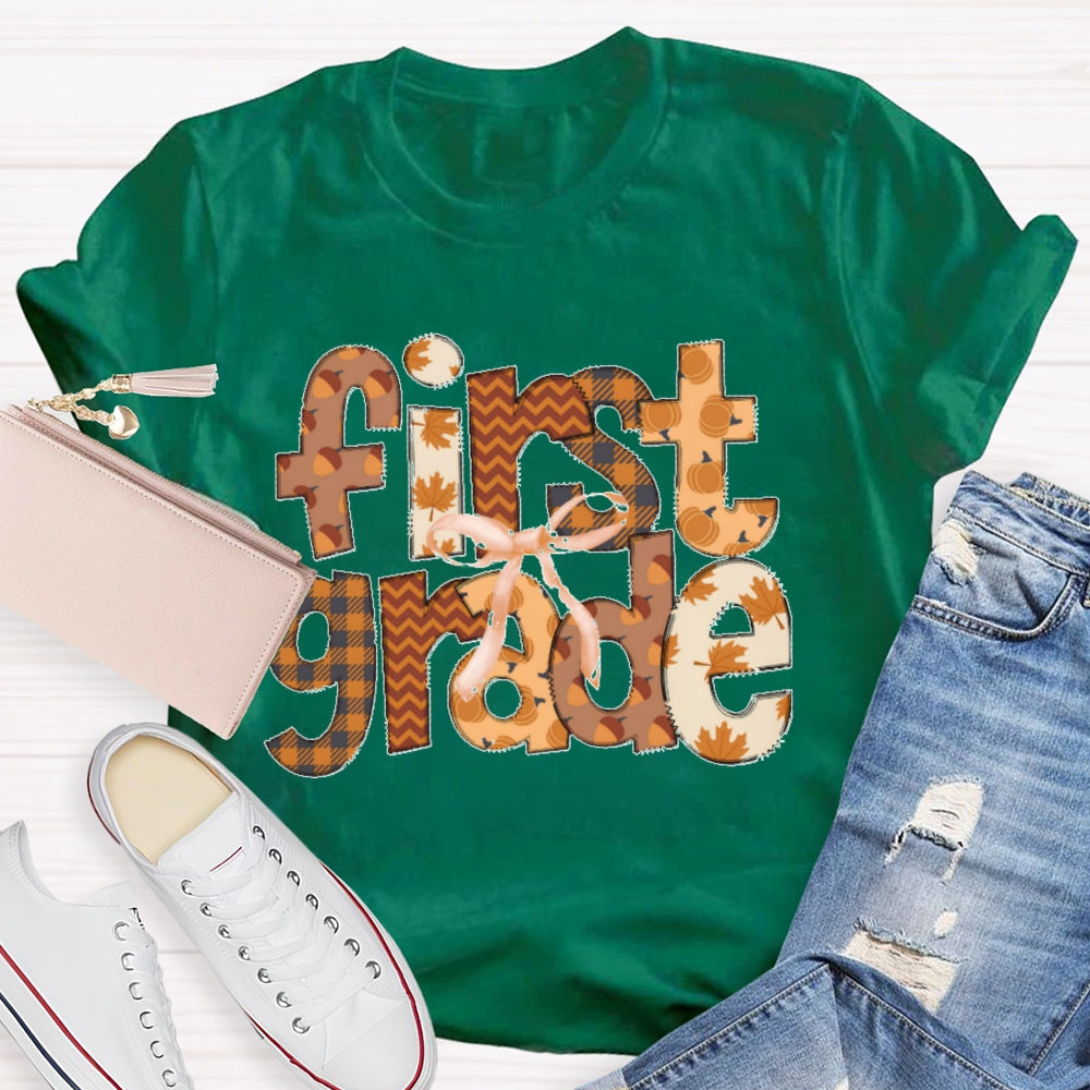 Personalized Grade First Grade Autumn Atmosphere Funny T-shirt