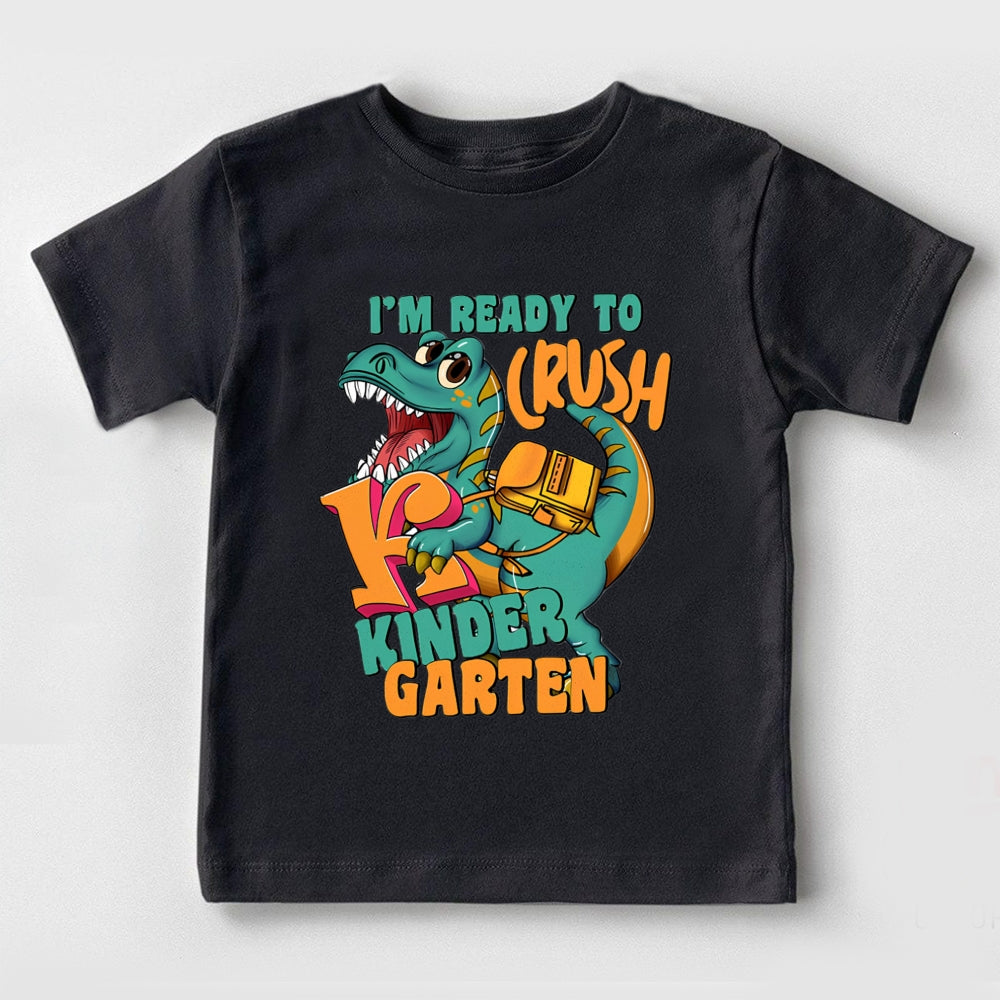 Personalized Grade I'M Ready To Crush Kindergarten Dinosaur Carrying A Schoolbag Toddler&Kids Tees