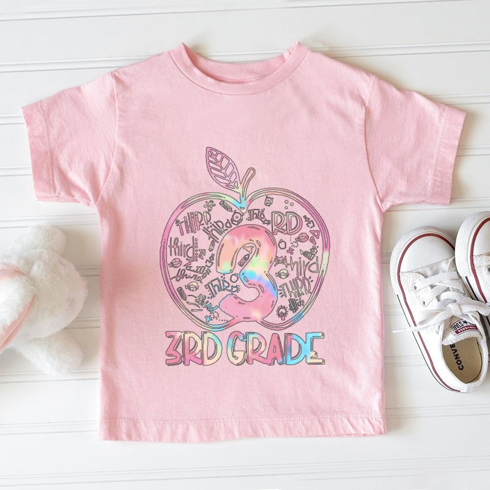Personalized Grade 3rd Grade Colored Apples Funny Toddler&Kids Tees