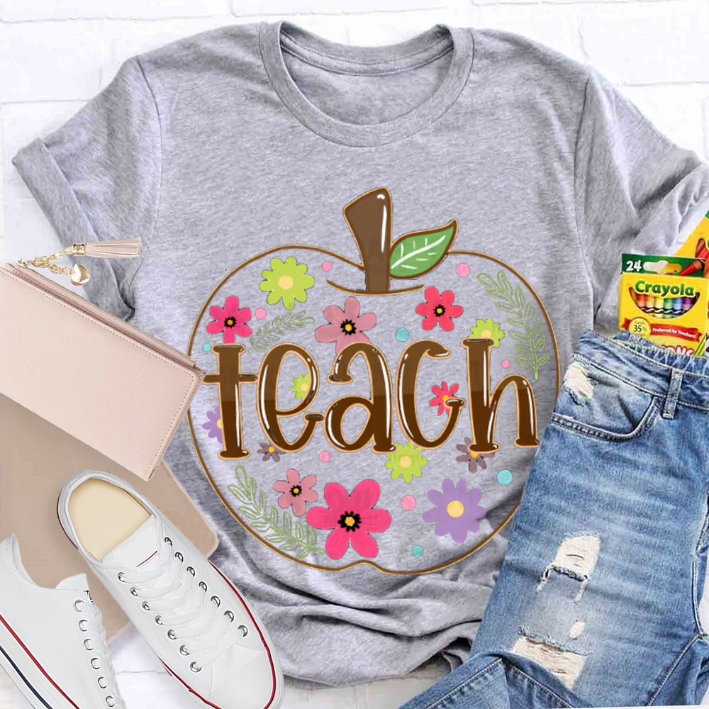 Apple Flowers Teachers T-Shirt