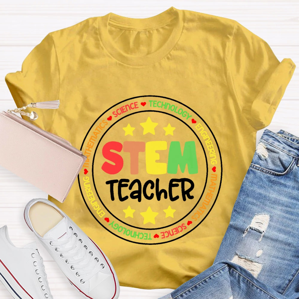 Stem Science Technology Engineering Teacher Letters T-shirt