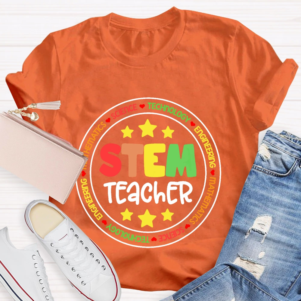 Stem Science Technology Engineering Teacher Letters T-shirt