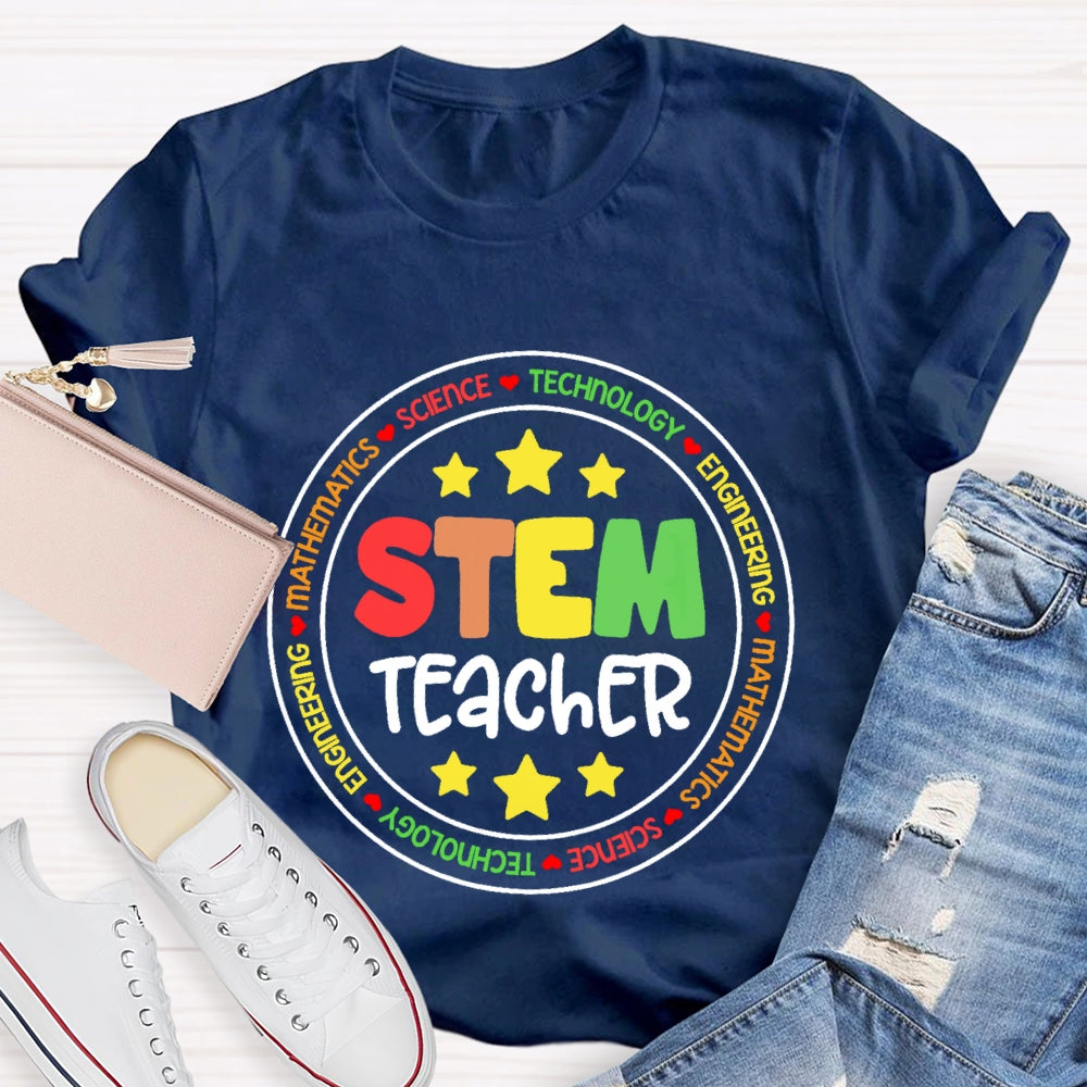 Stem Science Technology Engineering Teacher Letters T-shirt