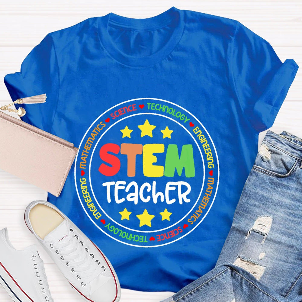 Stem Science Technology Engineering Teacher Letters T-shirt