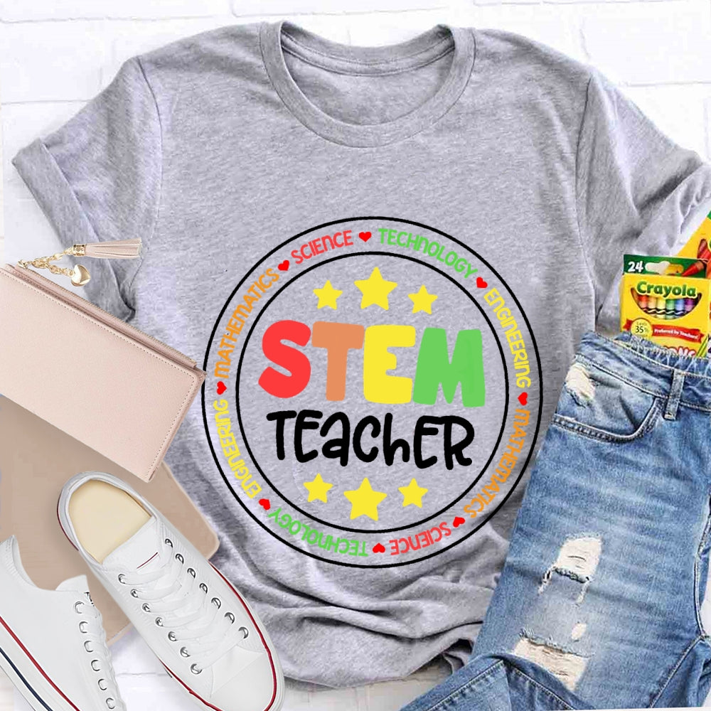 Stem Science Technology Engineering Teacher Letters T-shirt
