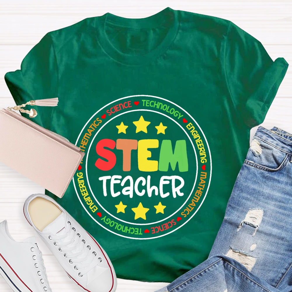 Stem Science Technology Engineering Teacher Letters T-shirt