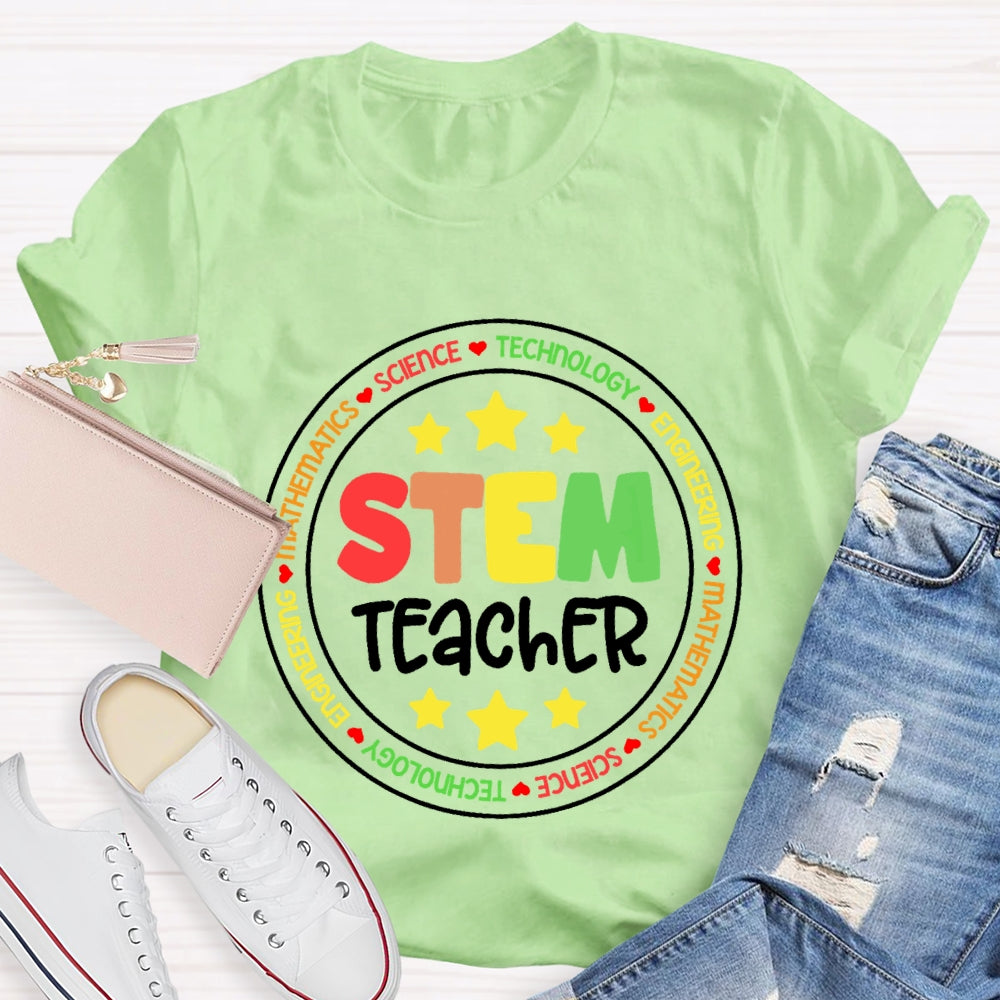 Stem Science Technology Engineering Teacher Letters T-shirt