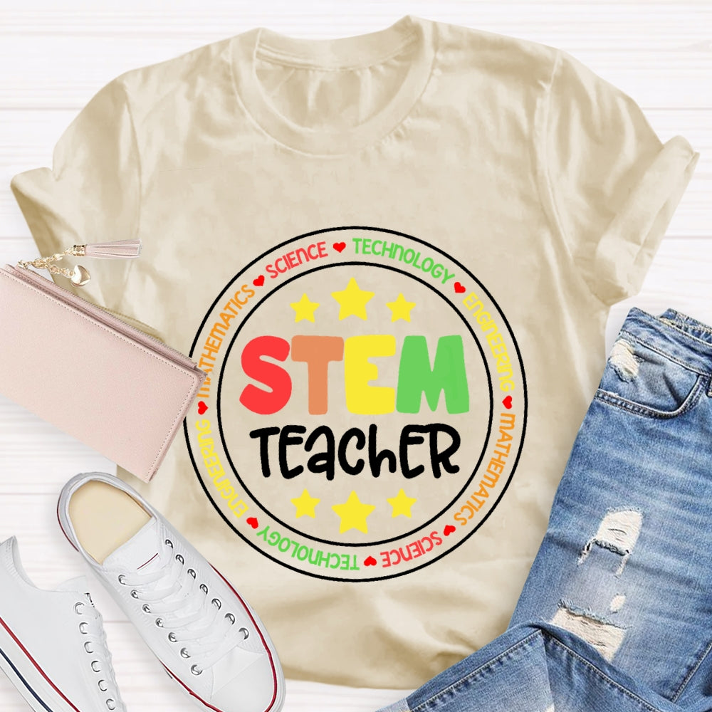 Stem Science Technology Engineering Teacher Letters T-shirt