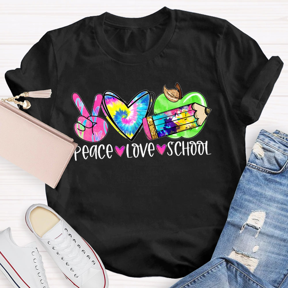 Peace Love School Colorful T-shirt