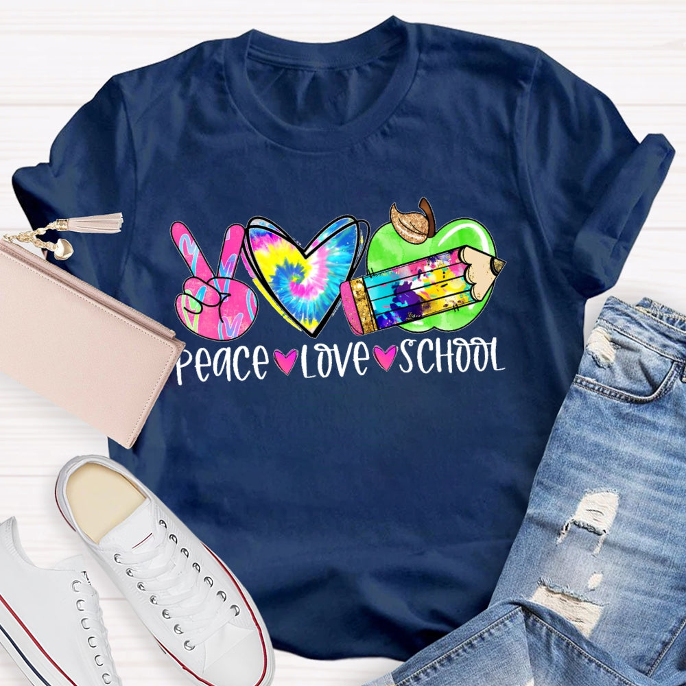Peace Love School Colorful T-shirt