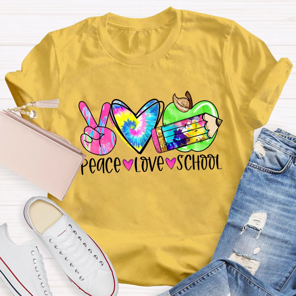 Peace Love School Colorful T-shirt