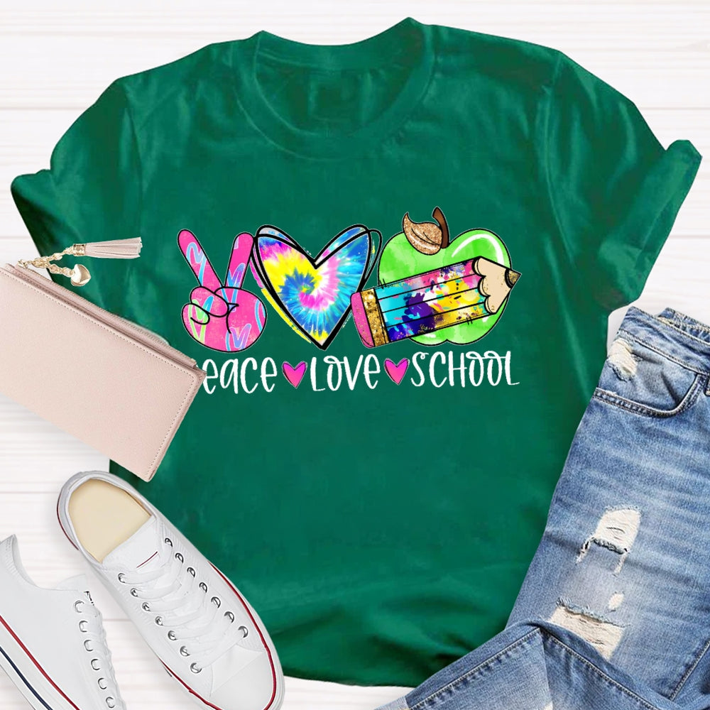 Peace Love School Colorful T-shirt