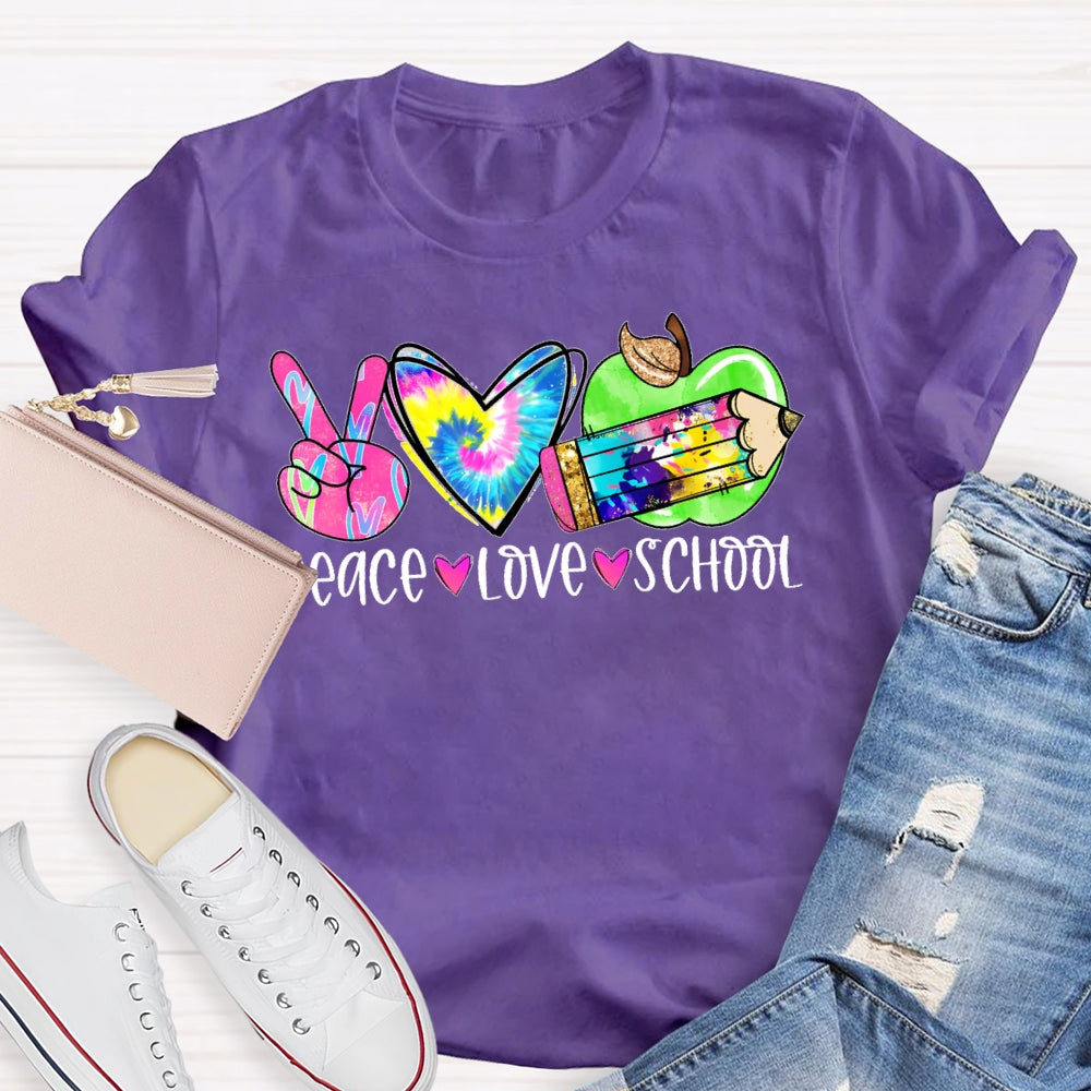 Peace Love School Colorful T-shirt