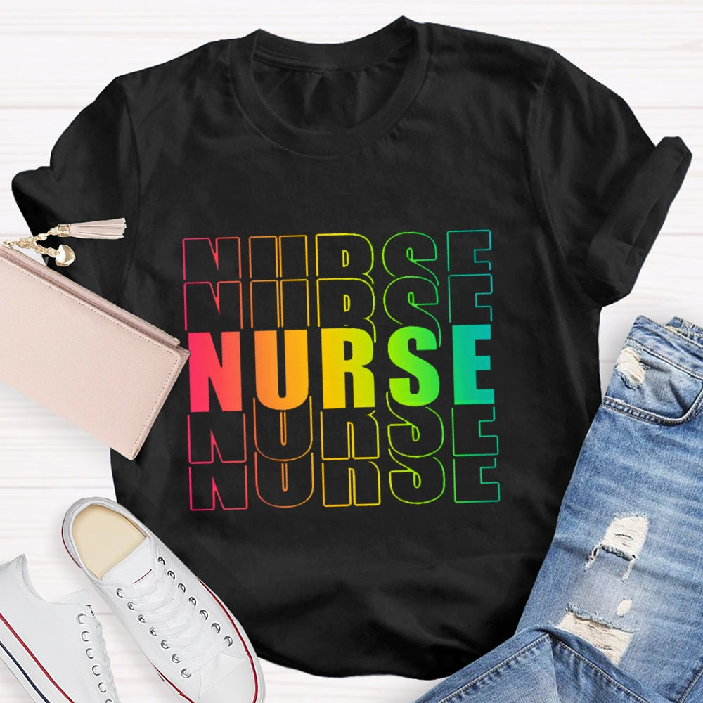 Nurse Gradient Letters Overlap T-shirt