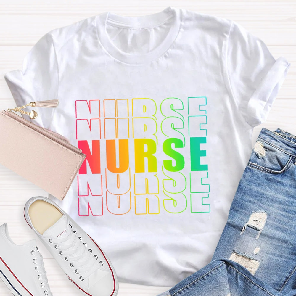 Nurse Gradient Letters Overlap T-shirt