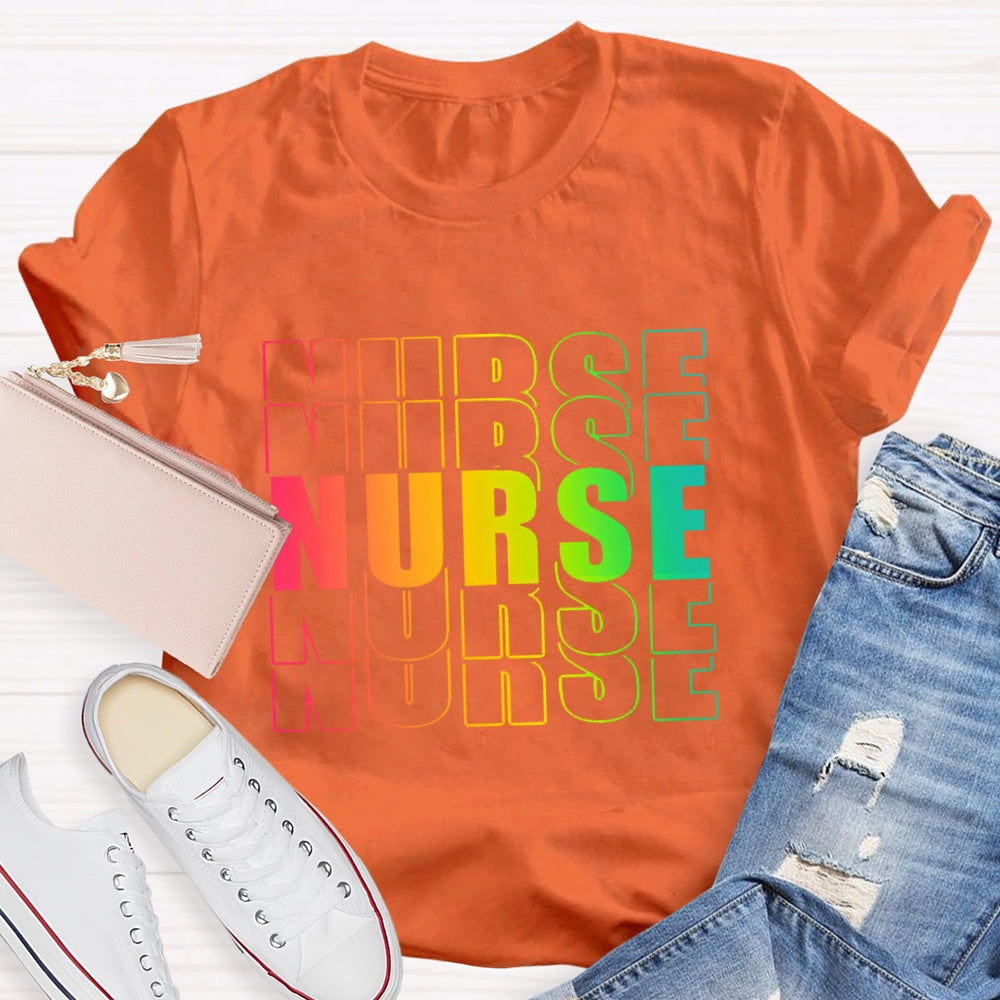 Nurse Gradient Letters Overlap T-shirt