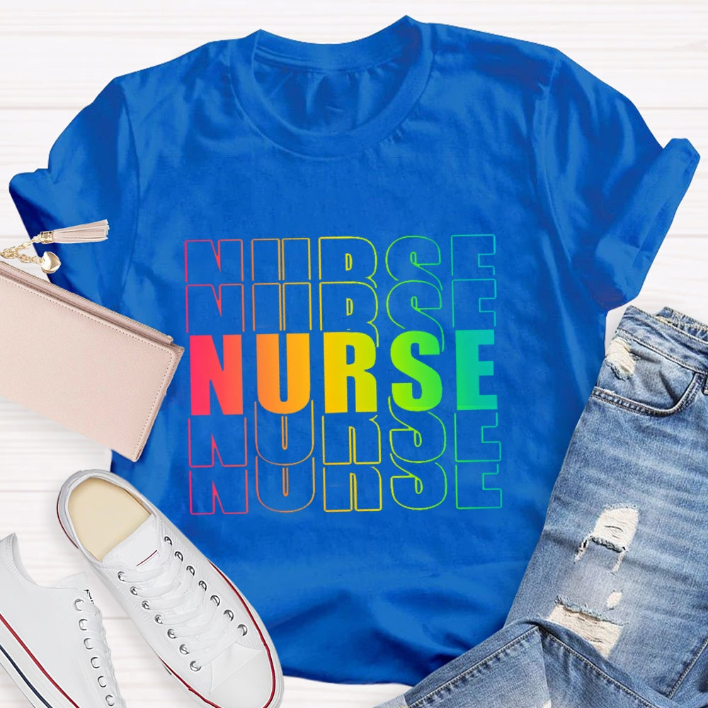 Nurse Gradient Letters Overlap T-shirt