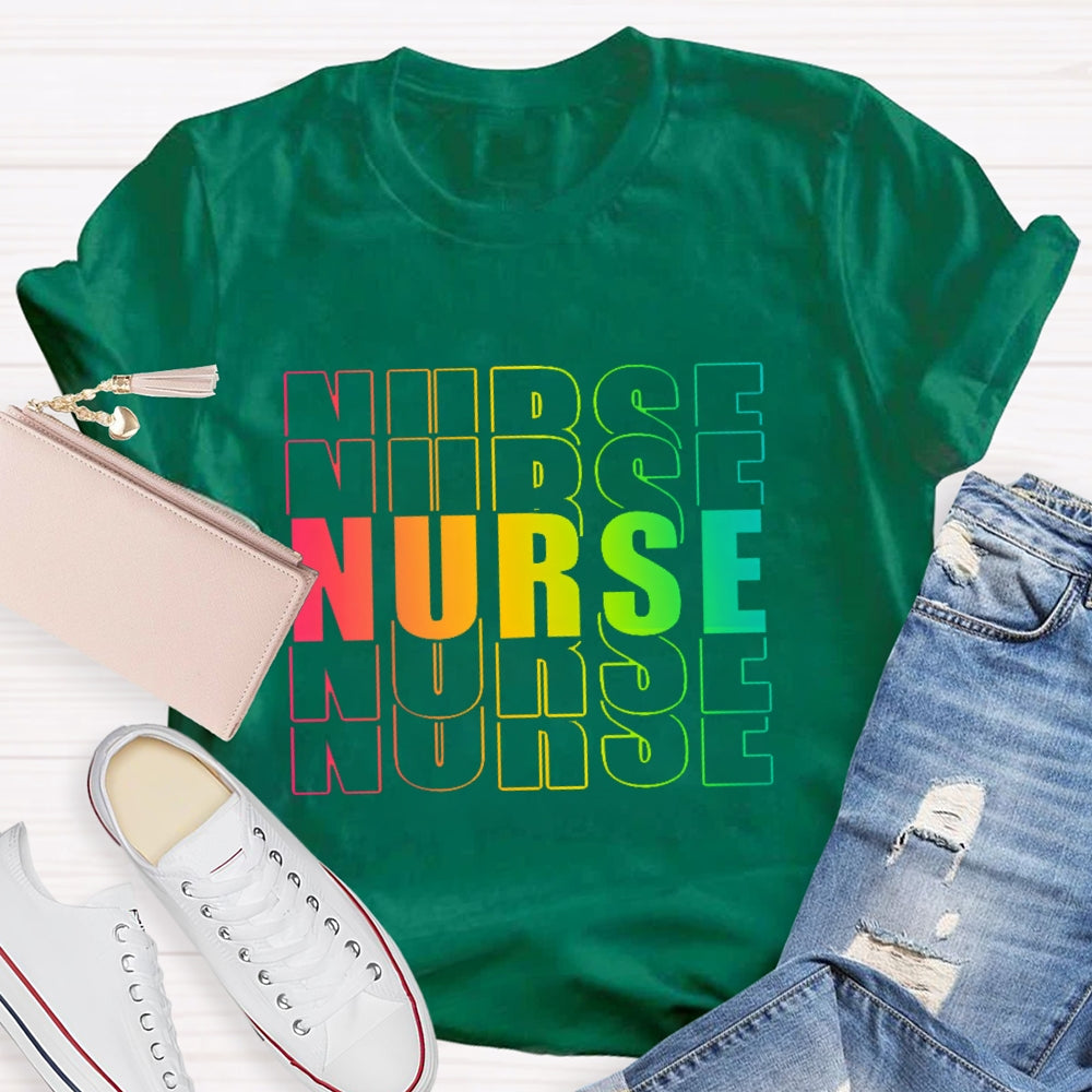 Nurse Gradient Letters Overlap T-shirt