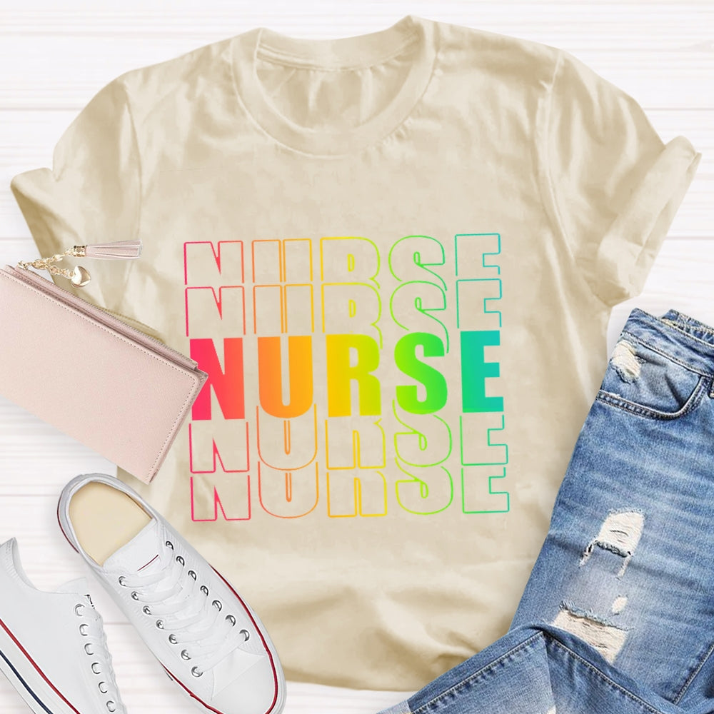 Nurse Gradient Letters Overlap T-shirt