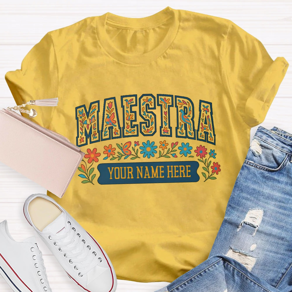 Personalized Name Maestra Floral Letters T-shirt